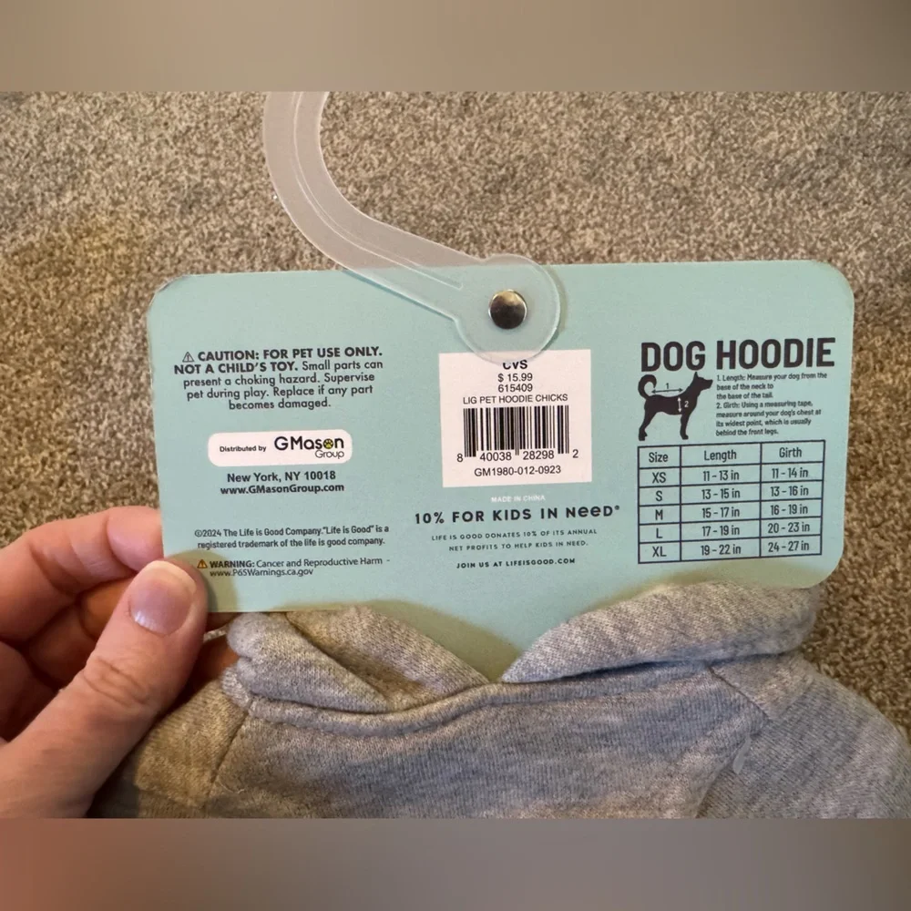 New Life is Good Chicks Easter Spring Gray Dog Hoodie Extra Small XS